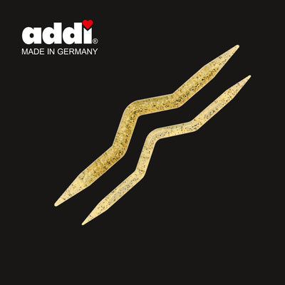 two gold plastic sparkly cable needs for knitting thick cable needle thin cable needle