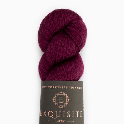 100g skein of red purple 4ply yarn wool and silk