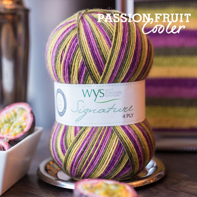 yellow purple green  west yorkshire spinners signature 4 ply sock 100g british wool