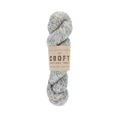 blue white cream aran weight skein machine washable for knitting crocheting and weaving