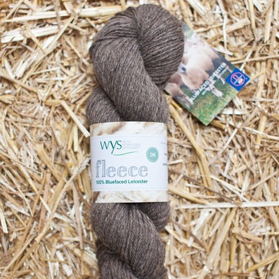 skein of brown bfl dk double knit yarn 100% bluefaced leicester