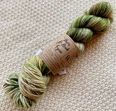 light green dark green white dk double knit weight yarn in a 100g skein