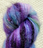 dark purple blue white lilac turquoise lace weight yarn in a 50g skein