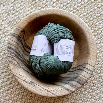 a ball of green dk double knit organic cotton 50g ball