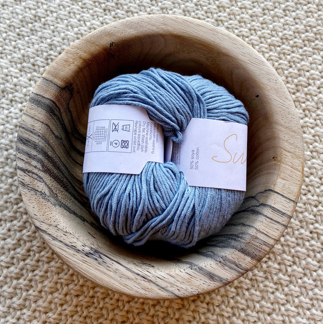 a ball of light blue dk double knit organic cotton 50g ball
