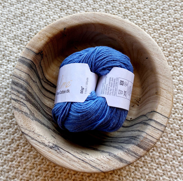 a ball of blue dk double knit organic cotton 50g ball