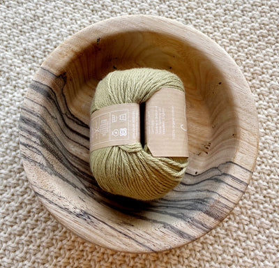 a ball of beige dk double knit organic cotton 50g ball
