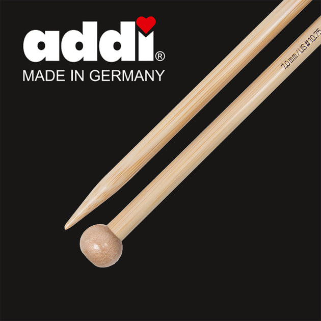 addi logo in the corner and bamboo straight  8mm - 12mm needles 