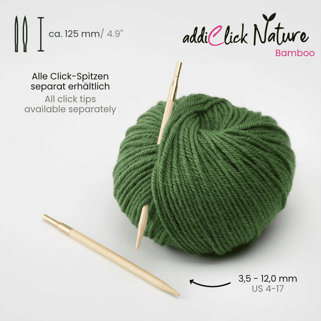 Addi Click interchangeable knitting needles circular bamboo eco friendly tips