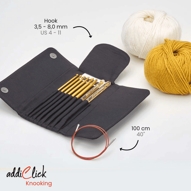 Addi Click Interchangeable Crochet Hook & Knooking Set