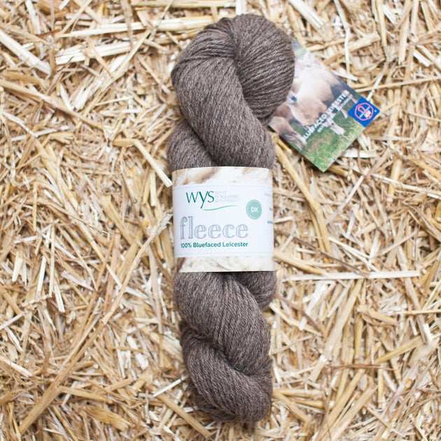 skein of brown bfl dk double knit yarn 100% bluefaced leicester 