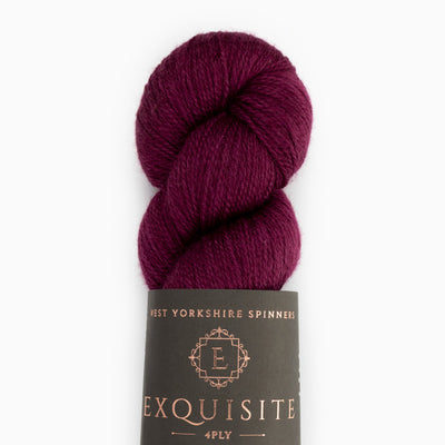 100g skein of red purple 4ply yarn wool and silk 