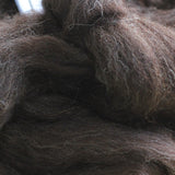 a close up of black welsh 100% wool fibre