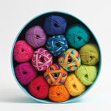 blue bucket of purple blue tea yellow orange red pink rainbow dk double knit machine washable yarn