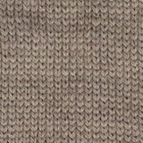 close up knitted taupe light brown aran weight skein machine washable for knitting crocheting and weaving 