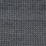 close up of knitted grey aran weight skein machine washable for knitting crocheting and weaving