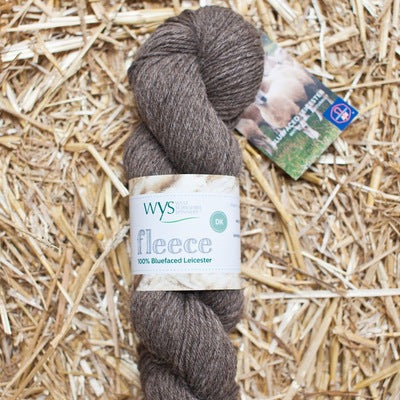 skein of brown bfl dk double knit yarn 100% bluefaced leicester 